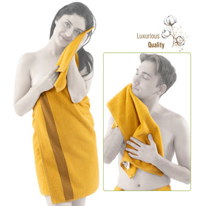 American Soft Linen Pleated Collection 100% Combed Cotton Luxury 6 Piece Towel Set, Zero Twist Ultra Soft and Plush 460 GSM Towels for Bathroom