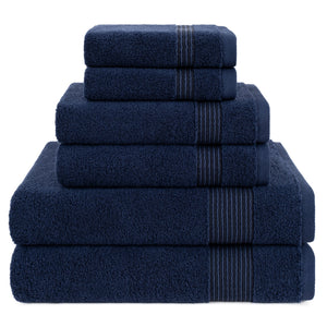 American Soft Linen Pleated Collection 100% Combed Cotton Luxury 6 Piece Towel Set, Zero Twist Ultra Soft and Plush 460 GSM Towels for Bathroom