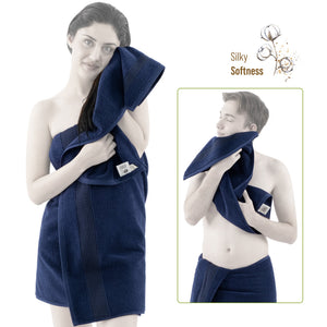 American Soft Linen Pleated Collection 100% Combed Cotton Luxury 6 Piece Towel Set, Zero Twist Ultra Soft and Plush 460 GSM Towels for Bathroom
