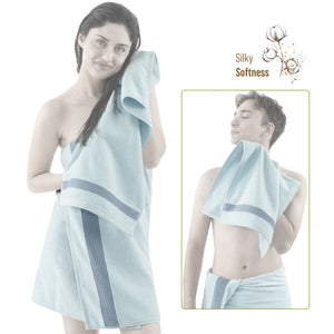 American Soft Linen Pleated Collection 100% Combed Cotton Luxury 6 Piece Towel Set, Zero Twist Ultra Soft and Plush 460 GSM Towels for Bathroom