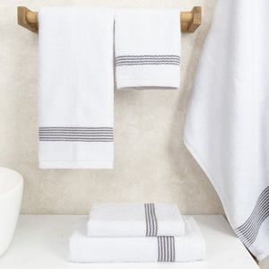 American Soft Linen Pleated Collection 100% Combed Cotton Luxury 6 Piece Towel Set, Zero Twist Ultra Soft and Plush 460 GSM Towels for Bathroom
