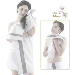 American Soft Linen Pleated Collection 100% Combed Cotton Luxury 6 Piece Towel Set, Zero Twist Ultra Soft and Plush 460 GSM Towels for Bathroom