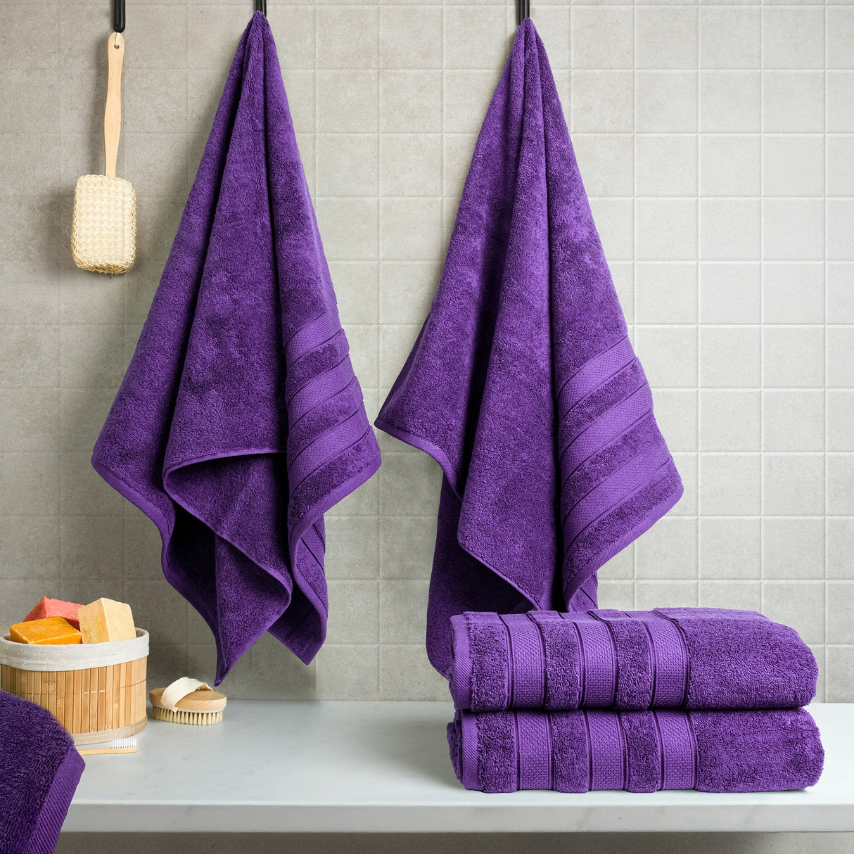 Salem 4 Piece 100% Cotton Luxury Turkish Bath Towel Sets