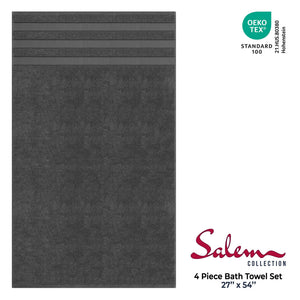 Salem 4 Piece 100% Cotton Luxury Turkish Bath Towel Sets