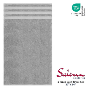 Salem 4 Piece 100% Cotton Luxury Turkish Bath Towel Sets