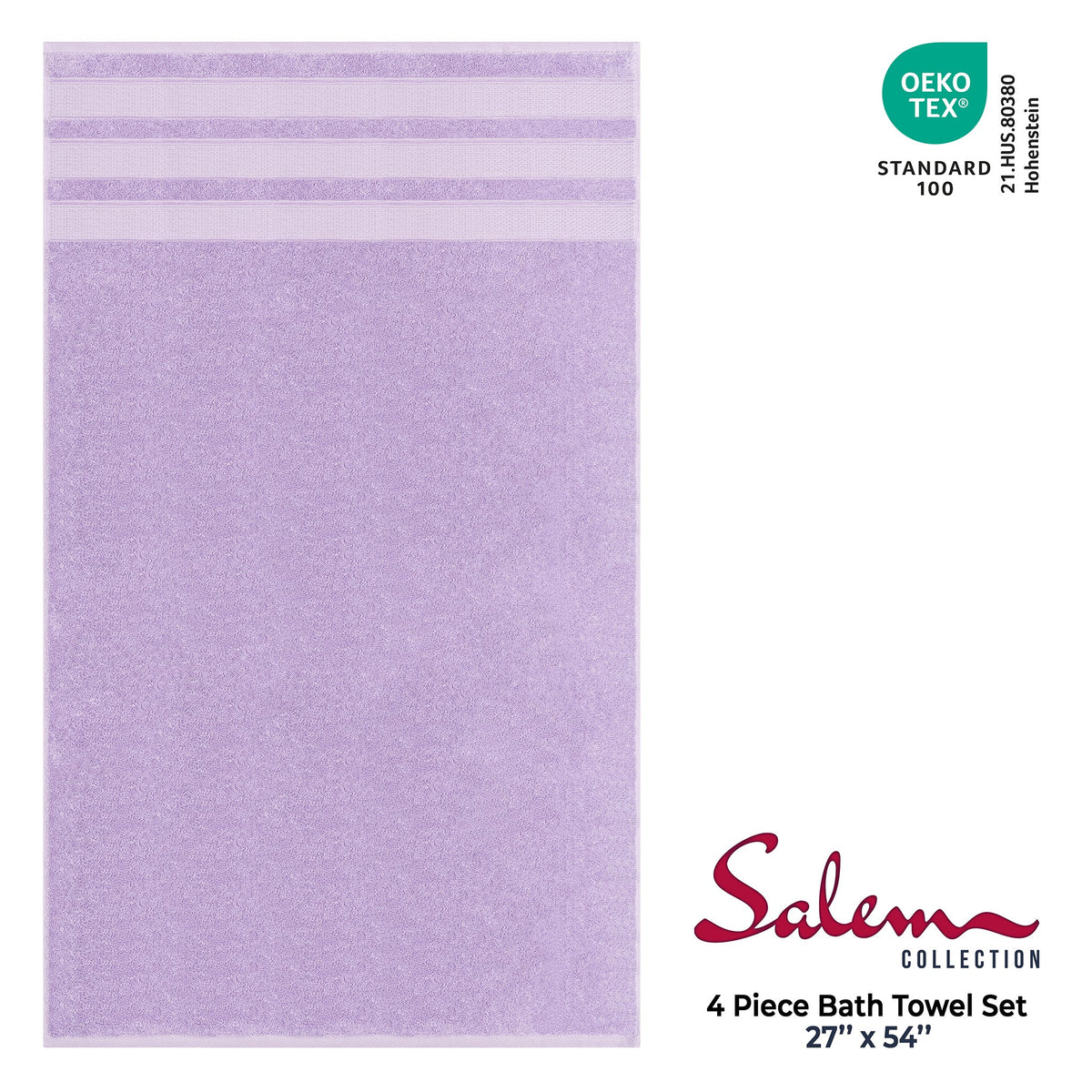 Salem 4 Piece 100% Cotton Luxury Turkish Bath Towel Sets