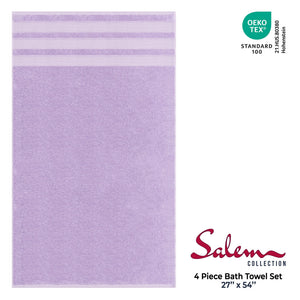 Salem 4 Piece 100% Cotton Luxury Turkish Bath Towel Sets
