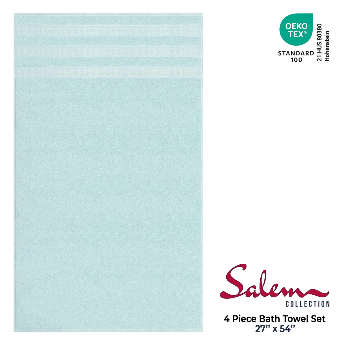 Salem 4 Piece 100% Cotton Luxury Turkish Bath Towel Sets