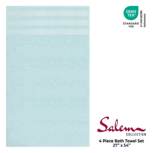 Salem 4 Piece 100% Cotton Luxury Turkish Bath Towel Sets