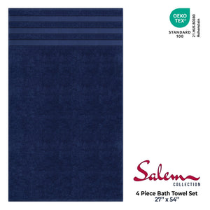 Salem 4 Piece 100% Cotton Luxury Turkish Bath Towel Sets