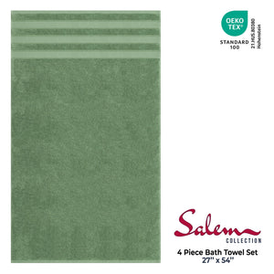 Salem 4 Piece 100% Cotton Luxury Turkish Bath Towel Sets