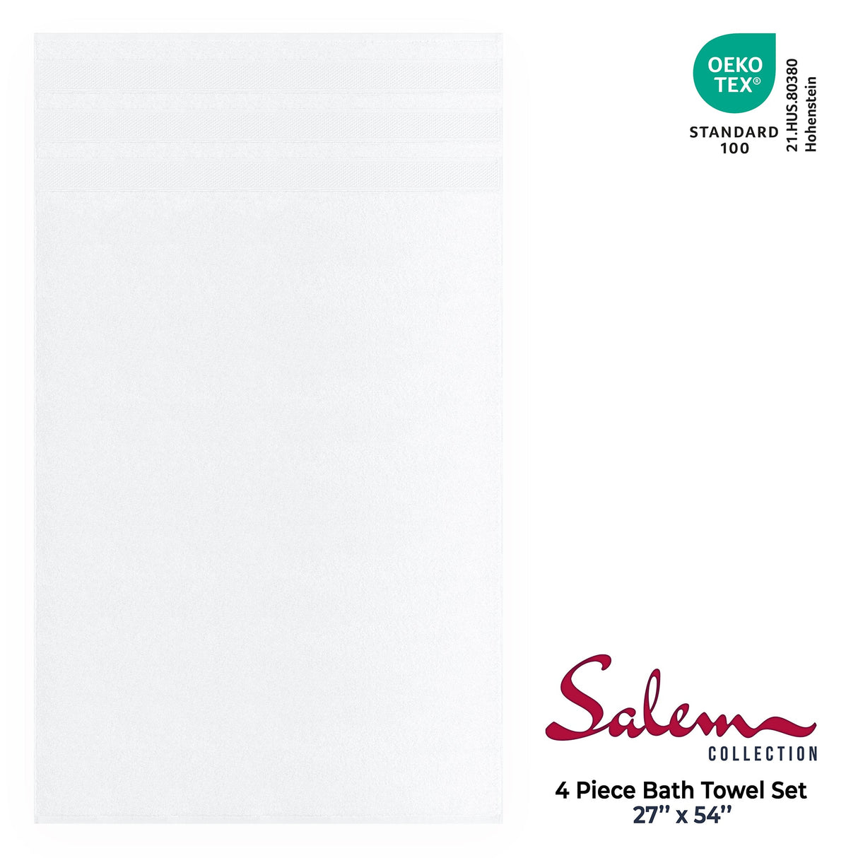 Salem 4 Piece 100% Cotton Luxury Turkish Bath Towel Sets