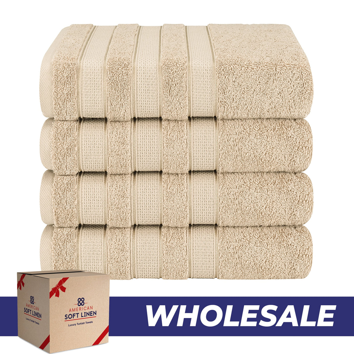 Salem 4 Piece 100% Cotton Luxury Turkish Bath Towel Sets - 6 Set Case Pack - Wholesale bath towels