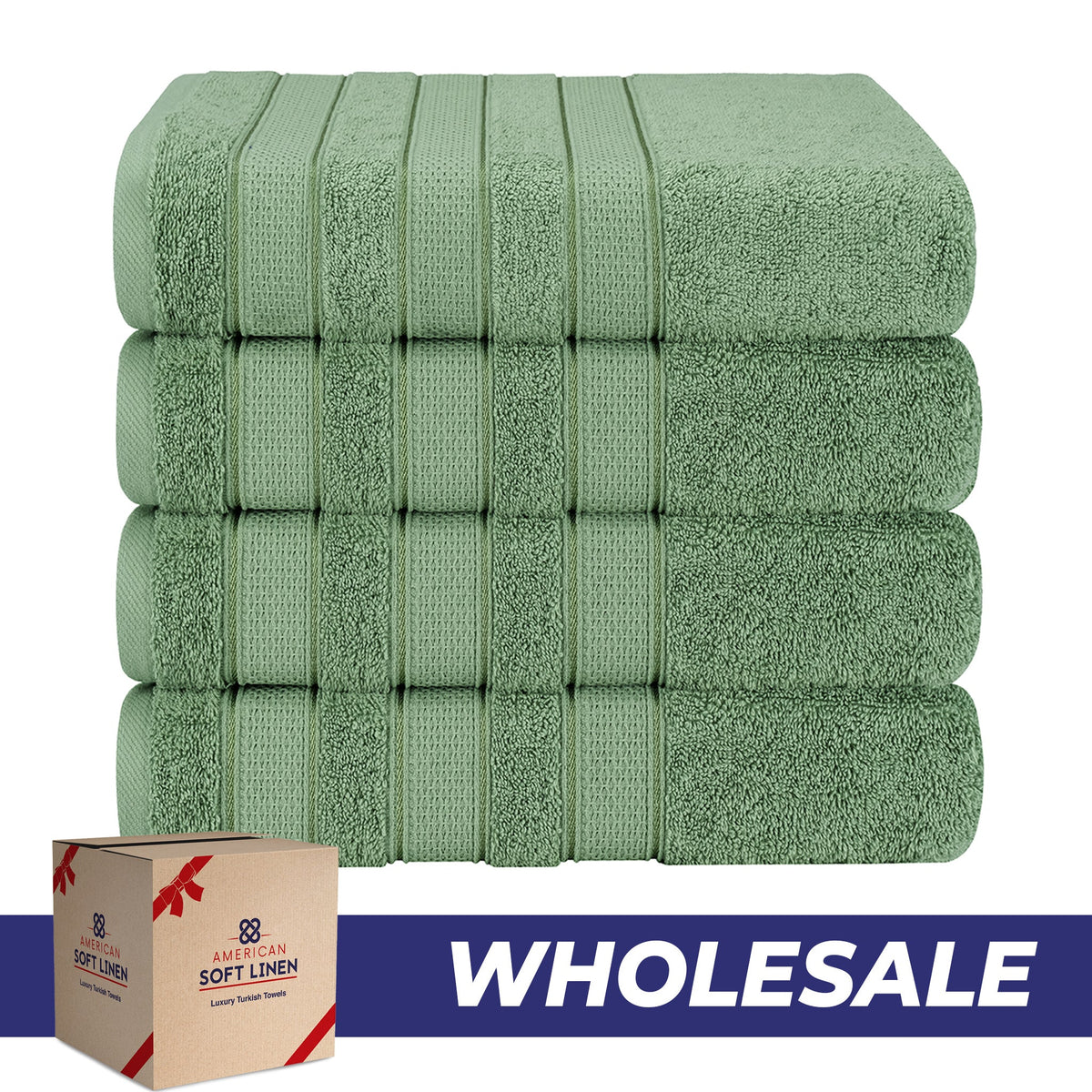 Salem 4 Piece 100% Cotton Luxury Turkish Bath Towel Sets - 6 Set Case Pack - Wholesale bath towels