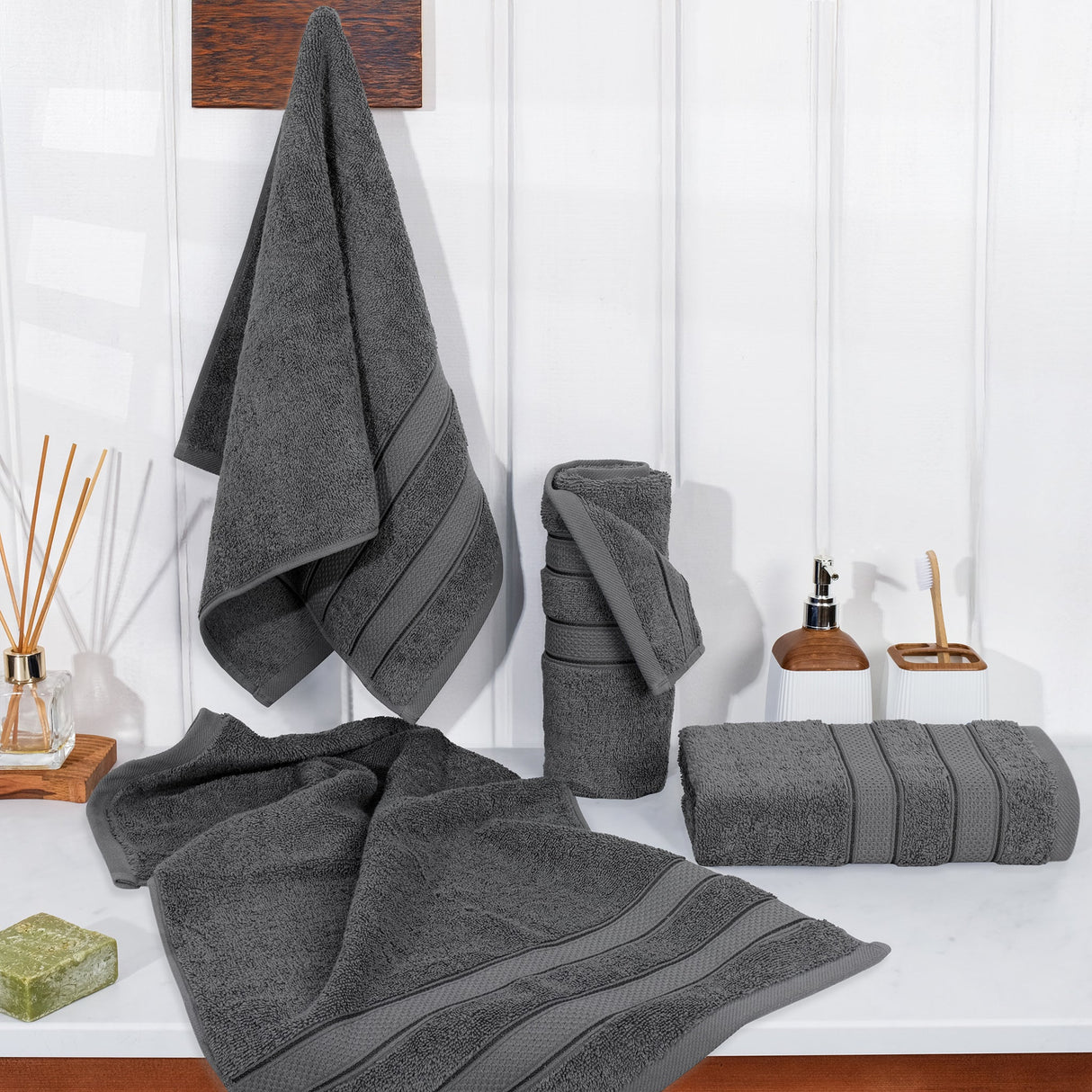 Salem 4 Piece 100% Cotton Luxury Turkish Hand Towel Sets