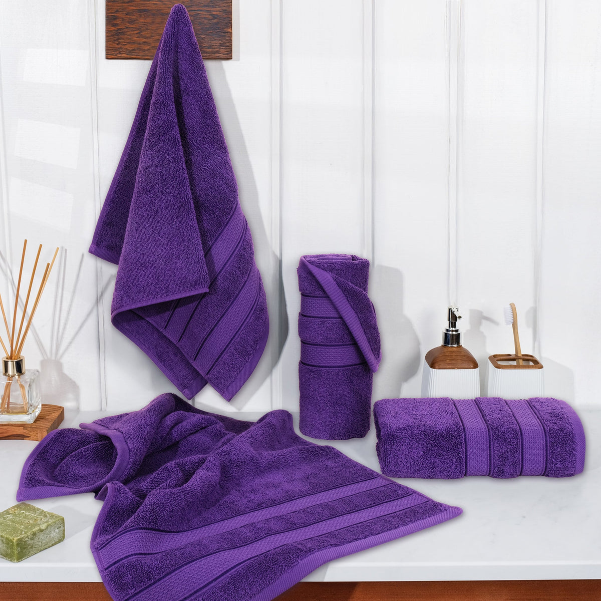 Salem 4 Piece 100% Cotton Luxury Turkish Hand Towel Sets