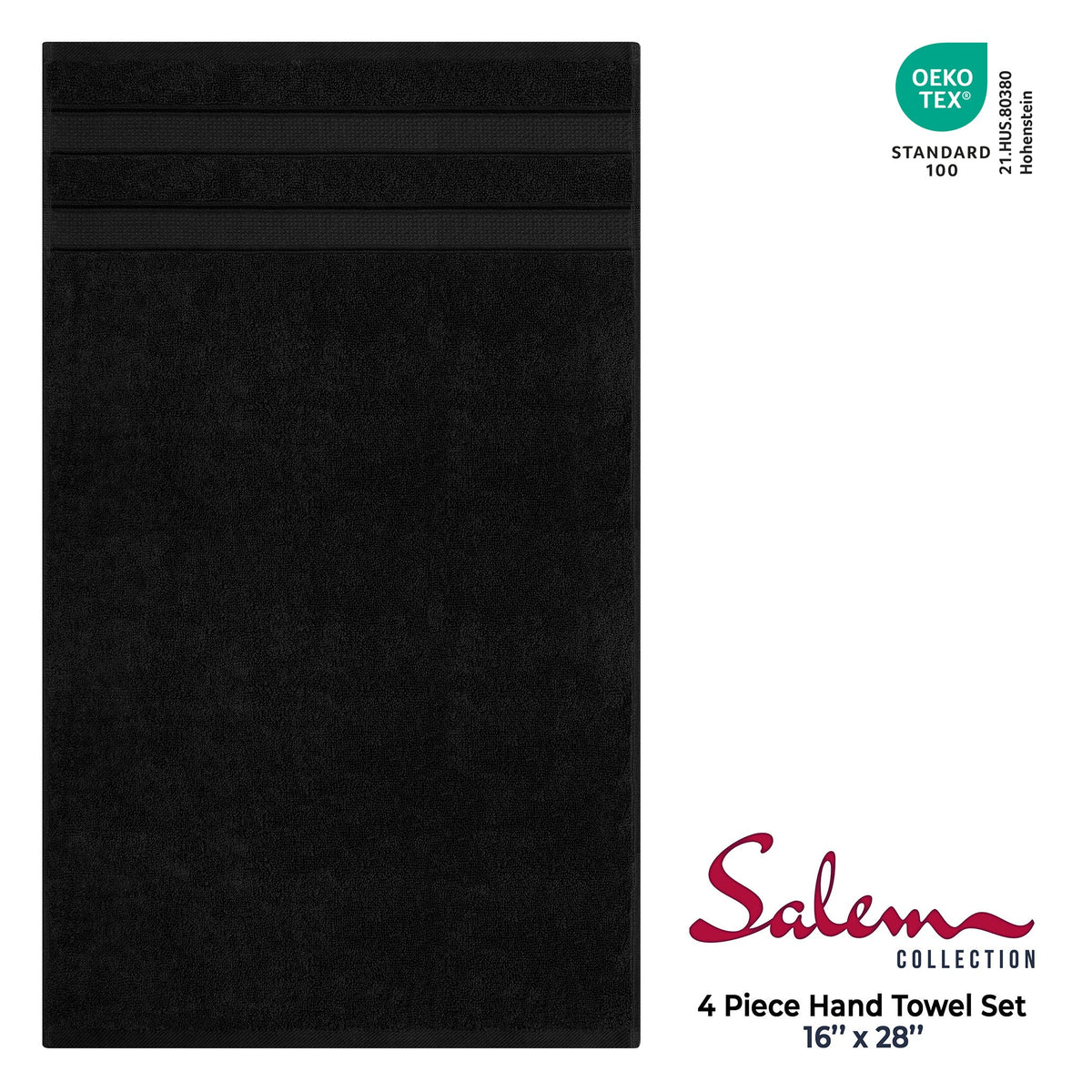 Salem 4 Piece 100% Cotton Luxury Turkish Hand Towel Sets