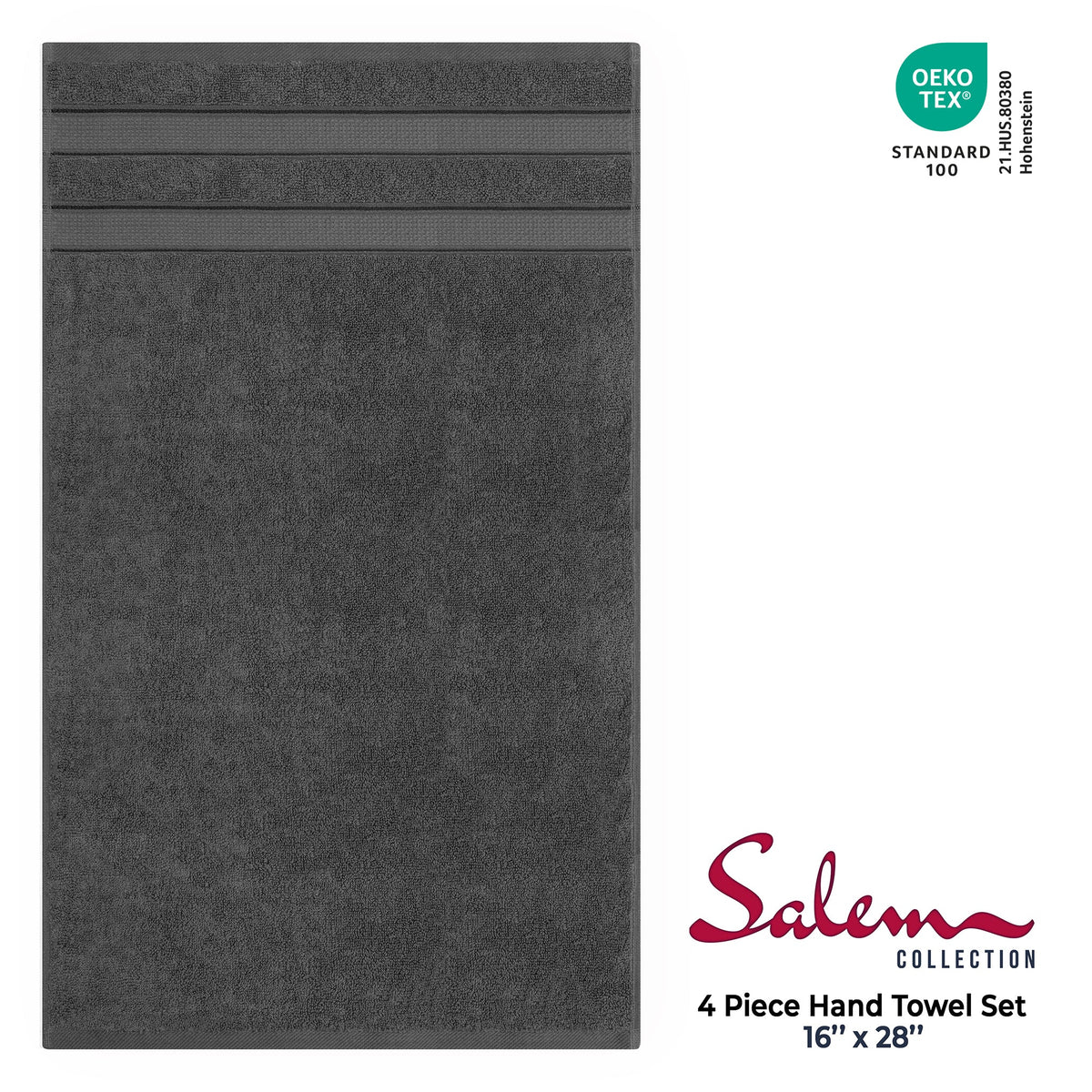 Salem 4 Piece 100% Cotton Luxury Turkish Hand Towel Sets