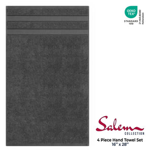 Salem 4 Piece 100% Cotton Luxury Turkish Hand Towel Sets