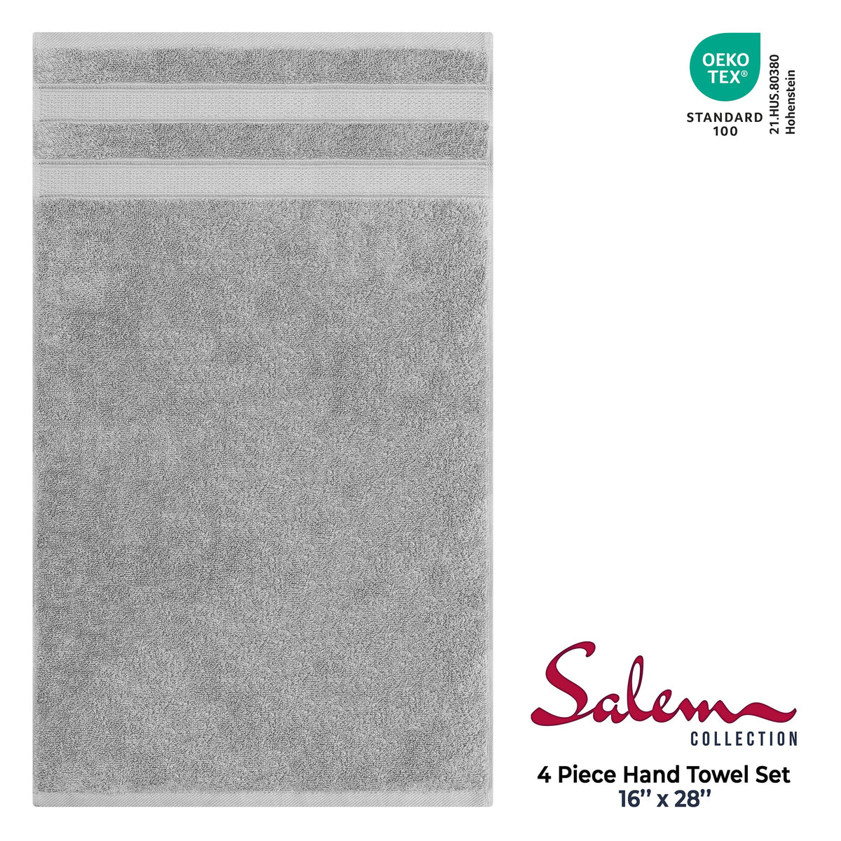 Salem 4 Piece 100% Cotton Luxury Turkish Hand Towel Sets