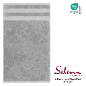 Salem 4 Piece 100% Cotton Luxury Turkish Hand Towel Sets