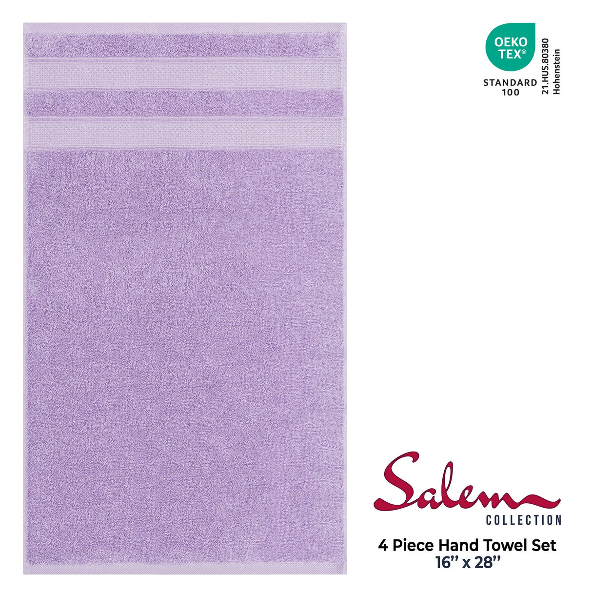 Salem 4 Piece 100% Cotton Luxury Turkish Hand Towel Sets