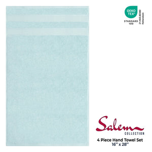 Salem 4 Piece 100% Cotton Luxury Turkish Hand Towel Sets