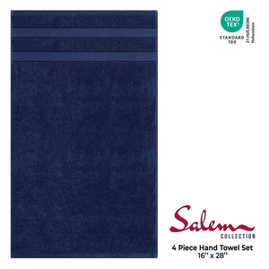 Salem 4 Piece 100% Cotton Luxury Turkish Hand Towel Sets