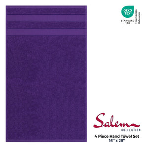 Salem 4 Piece 100% Cotton Luxury Turkish Hand Towel Sets