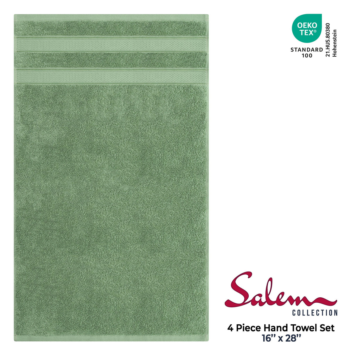 Salem 4 Piece 100% Cotton Luxury Turkish Hand Towel Sets