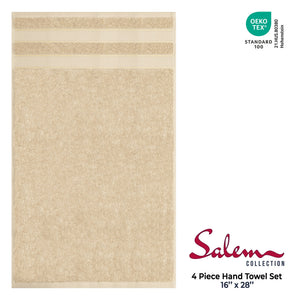 Salem 4 Piece 100% Cotton Luxury Turkish Hand Towel Sets