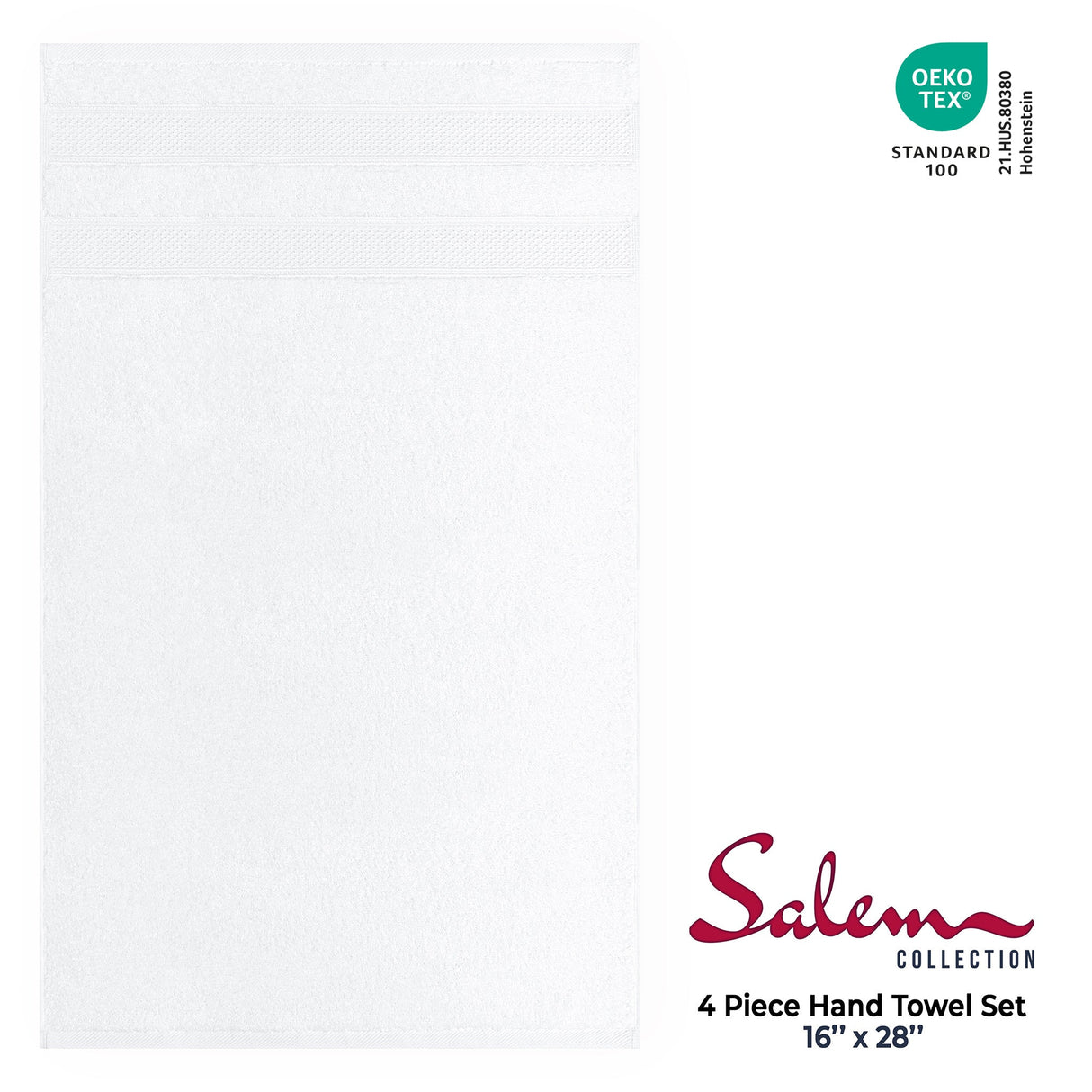 Salem 4 Piece 100% Cotton Luxury Turkish Hand Towel Sets