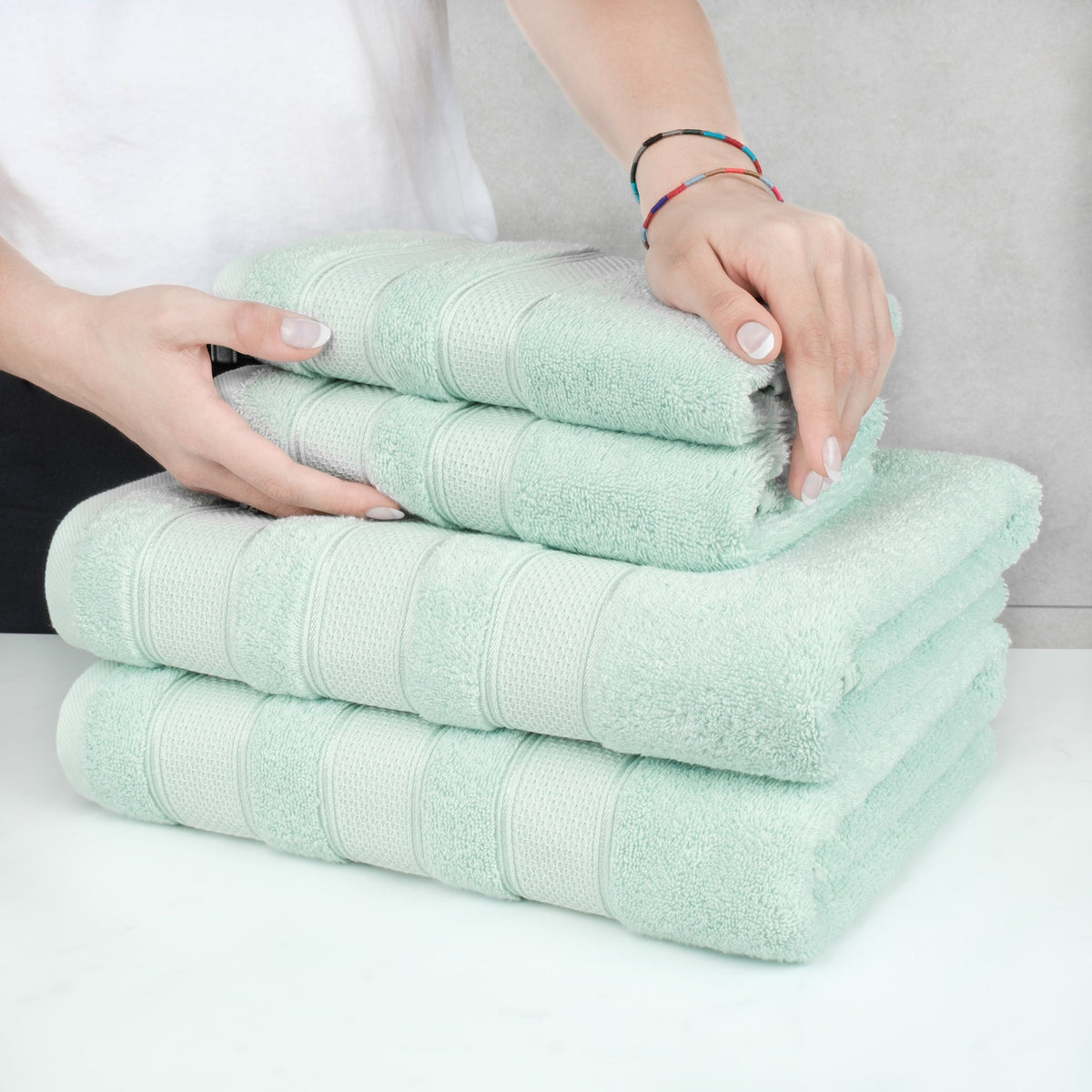 Salem 6 Piece 100% Cotton Luxury Turkish Bath Towel Set