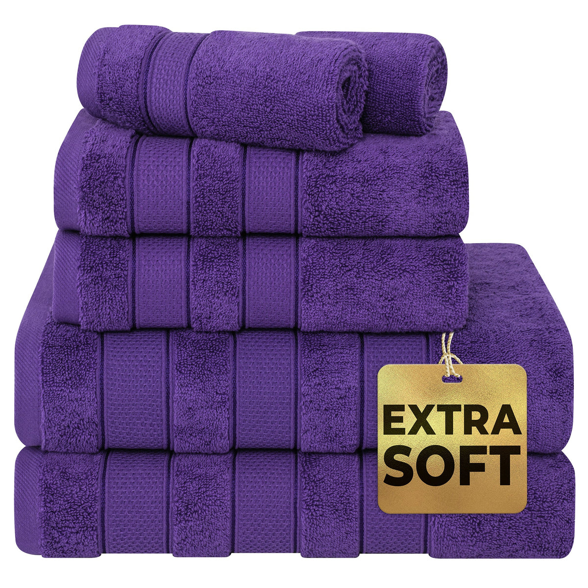 Salem 6 Piece 100% Cotton Luxury Turkish Bath Towel Set
