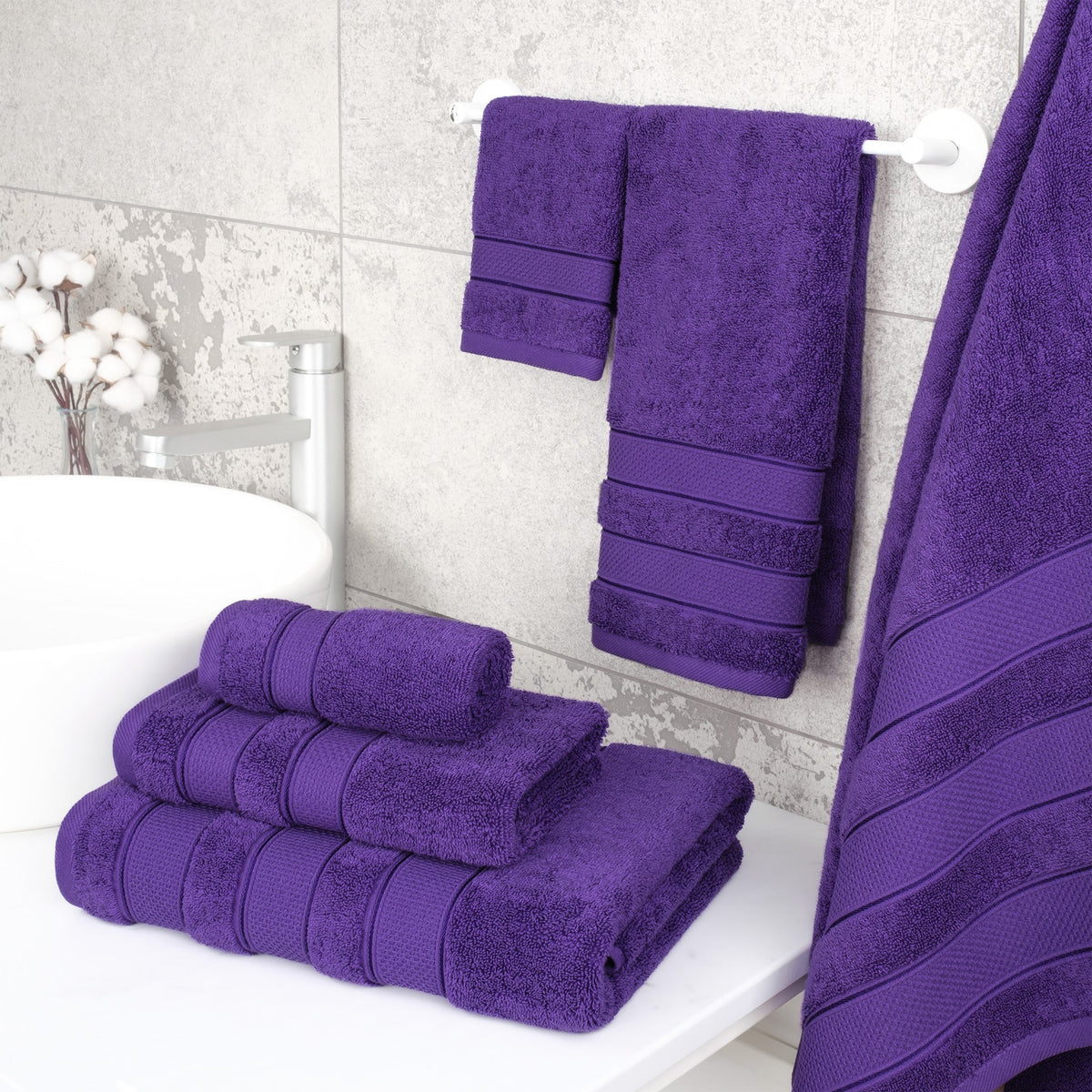 Salem 6 Piece 100% Cotton Luxury Turkish Bath Towel Set