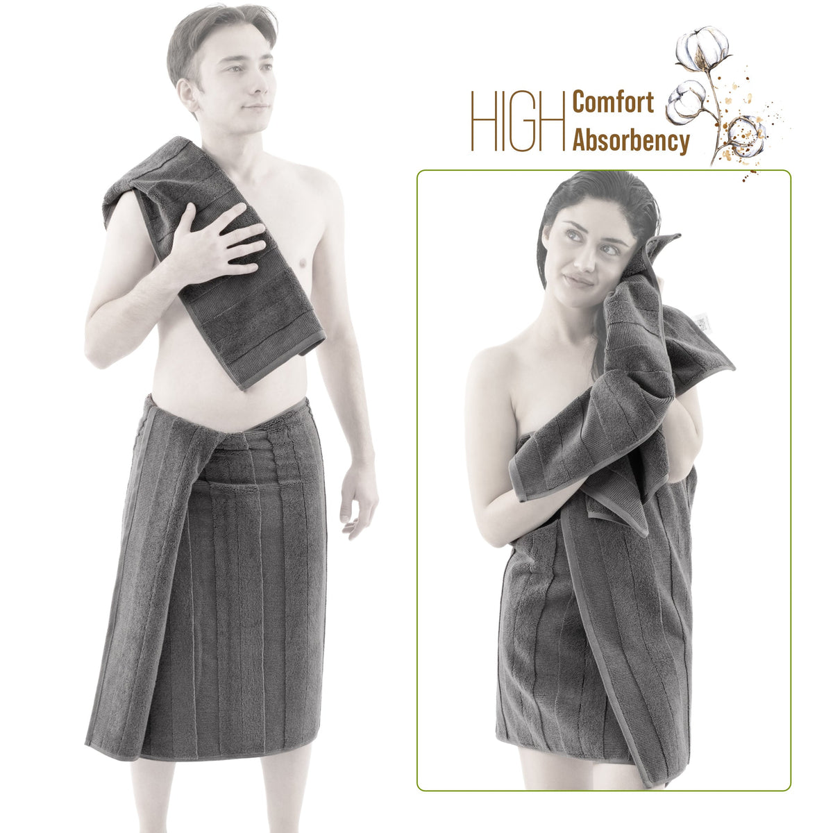American Soft Linen Sense Collection 100% Micro Cotton Premium 6 Piece Towel Set, 600 GSM Ultra Soft and Plush Towels for Bathroom