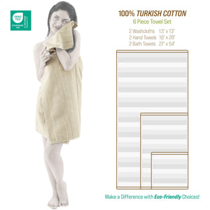 American Soft Linen Sense Collection 100% Micro Cotton Premium 6 Piece Towel Set, 600 GSM Ultra Soft and Plush Towels for Bathroom