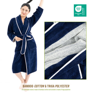 American Soft Linen Triga - Bamboo Robes for Women and Men, Unisex Plush Spa Lounging Bathrobe, 1 Piece Cozy Robe for Couples After Shower