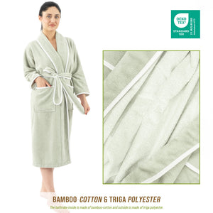 American Soft Linen Triga - Bamboo Robes for Women and Men, Unisex Plush Spa Lounging Bathrobe, 1 Piece Cozy Robe for Couples After Shower