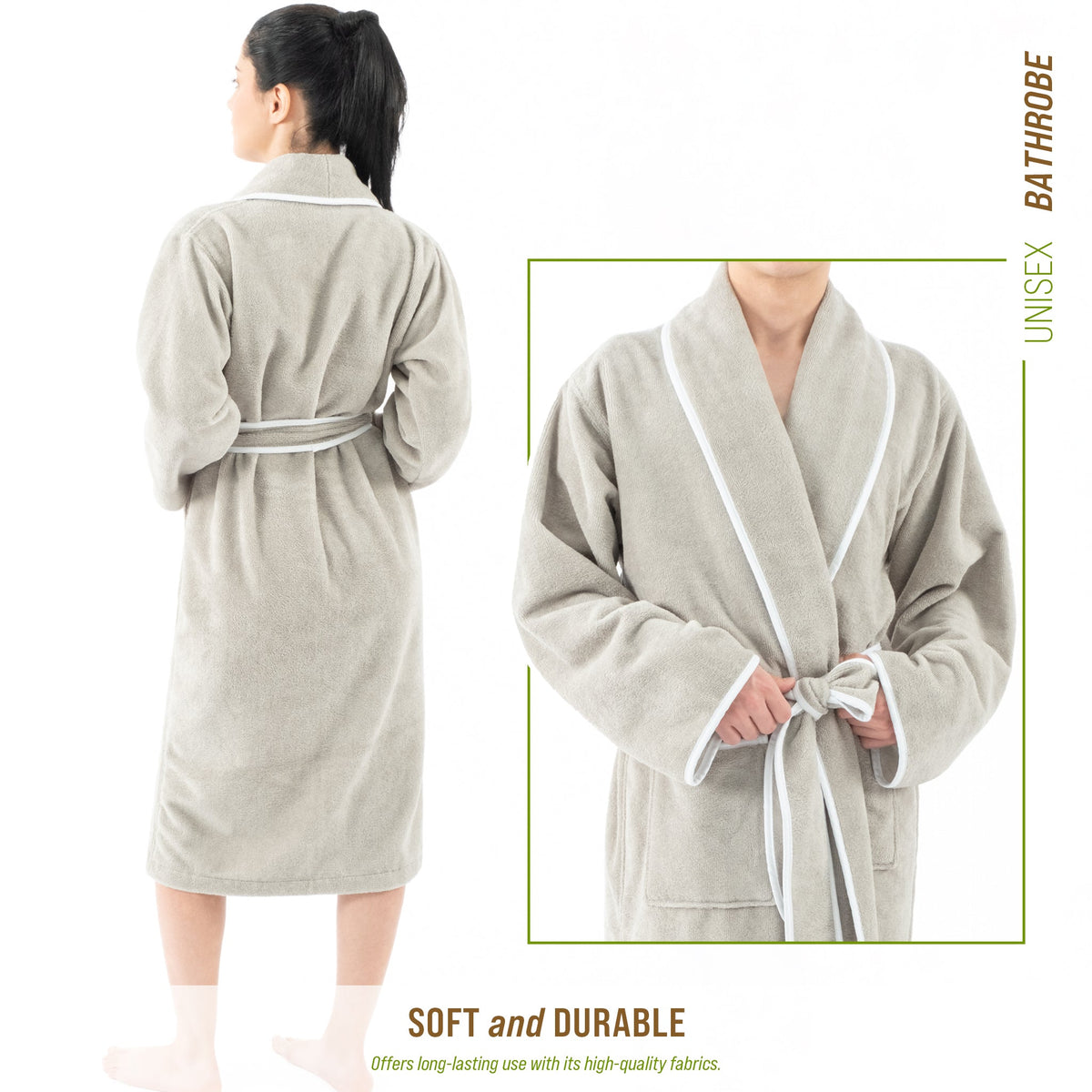 American Soft Linen Triga - Bamboo Robes for Women and Men, Unisex Plush Spa Lounging Bathrobe, 1 Piece Cozy Robe for Couples After Shower