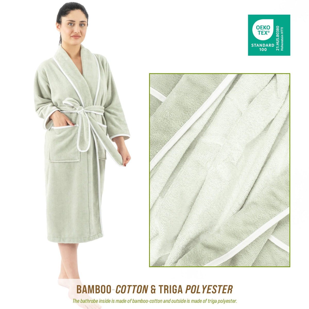 American Soft Linen Triga - Bamboo Robes for Women and Men, Unisex Plush Spa Lounging Bathrobe, 1 Piece Cozy Robe for Couples After Shower