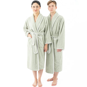 American Soft Linen Triga - Bamboo Robes for Women and Men, Unisex Plush Spa Lounging Bathrobe, 1 Piece Cozy Robe for Couples After Shower