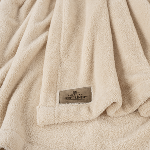 American Soft Linen Bedding Fleece Blanket, Plush Fuzzy Cozy Soft Blanket for Bed, Sofa, Couch