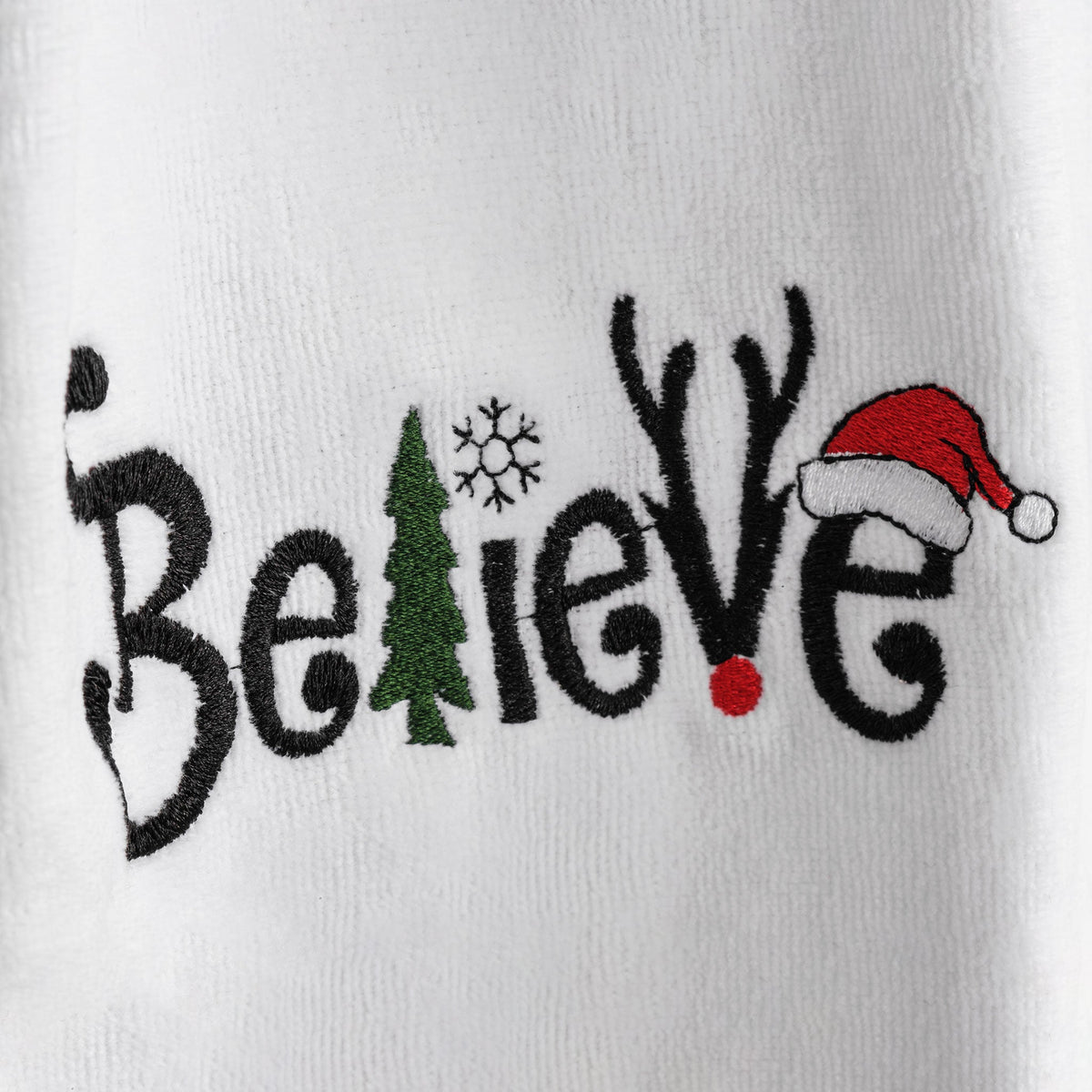 American Soft Linen Christmas Towels Bathroom Set, 2 Packed Embroidered Decorative 100% Cotton Hand Towels, Dish Towels for Decor Xmas