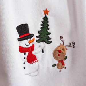 American Soft Linen Christmas Towels Bathroom Set, 2 Packed Embroidered Decorative 100% Cotton Hand Towels, Dish Towels for Decor Xmas