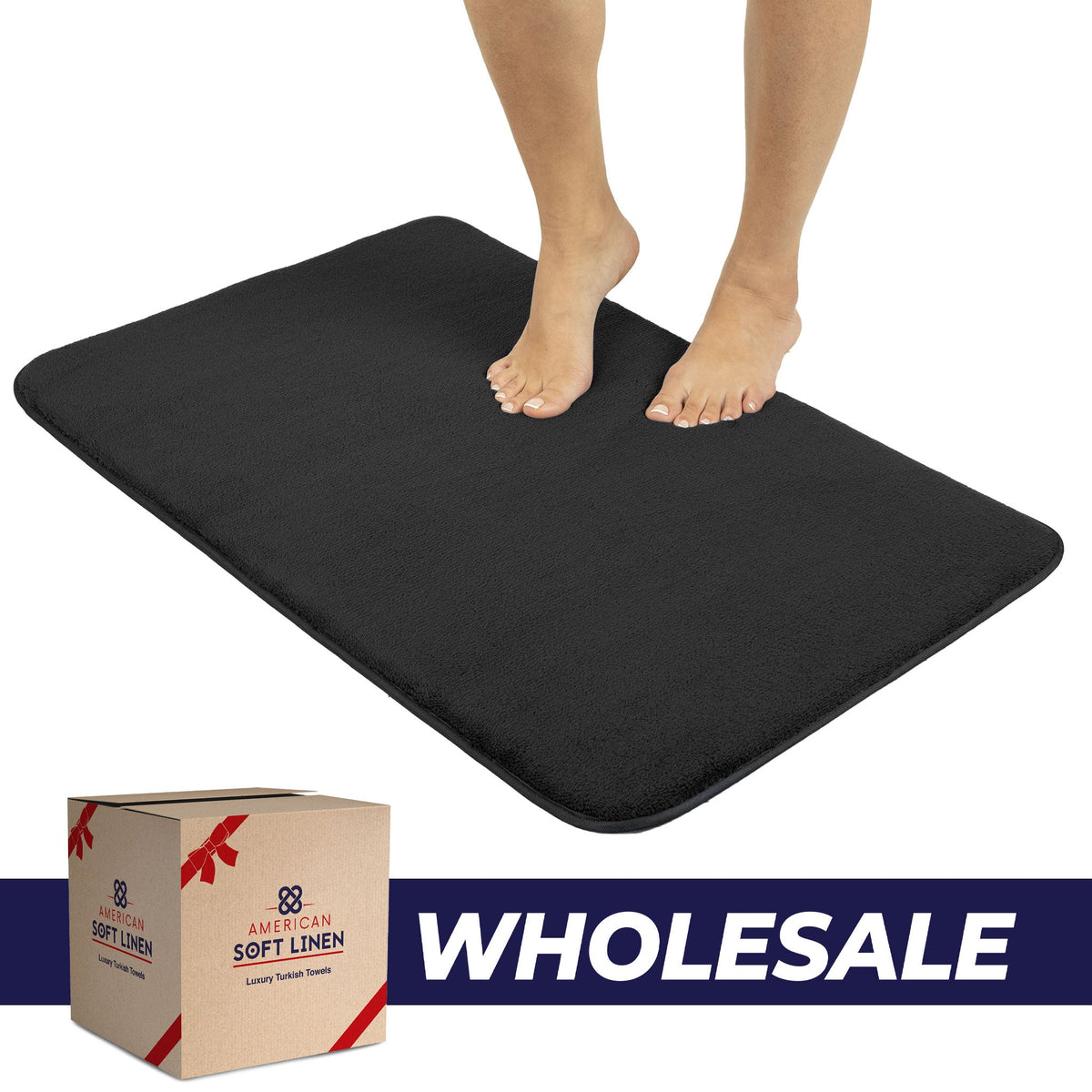 American Soft Linen Fluffy Foamed Bath Rug, 21x32 inches Bath Rugs for Bathroom, 100% Polyester Upper Fluffy Surface and Grip Enhanced Base - 18 Set Case Pack