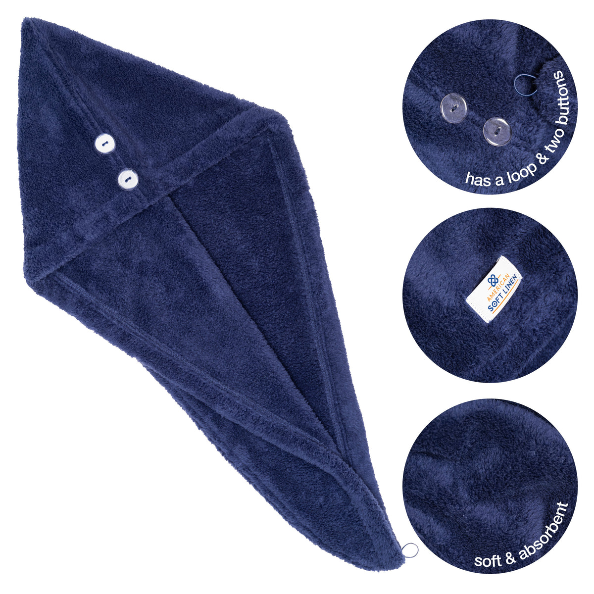 American Soft Linen Hair Drying Towel - 1 Packed / 2-Packed - Wholesale