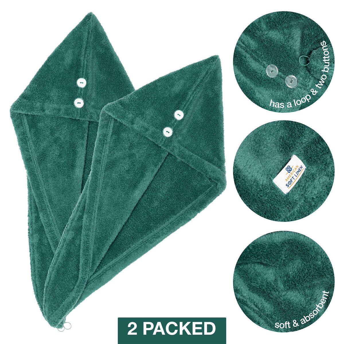 American Soft Linen Hair Drying Towel - 1 Packed / 2-Packed - Wholesale