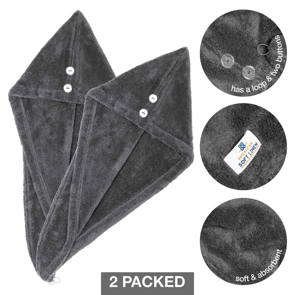 American Soft Linen Hair Drying Towel - 1 Packed / 2-Packed - Wholesale