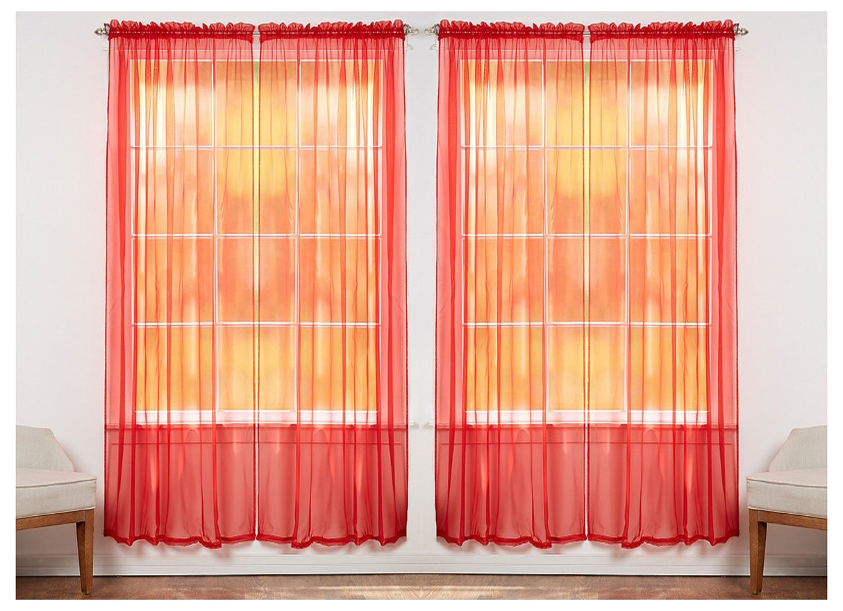 J&V Textiles 4-Pack Value: Solid Sheer Window Curtain Panels